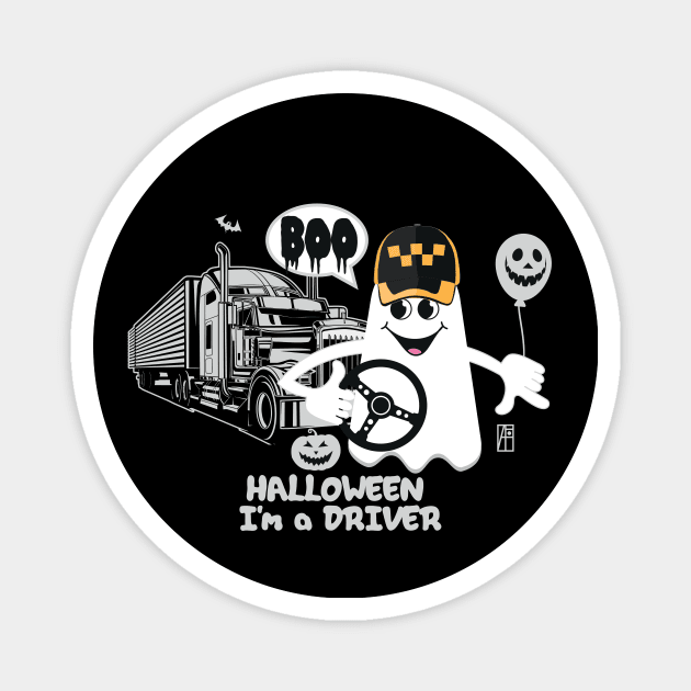 BOO Driver dressed as a GHOST - Funny Halloween Ghost Magnet by ArtProjectShop